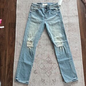 MOTHER Light Blue Distressed Boyfriend Jeans